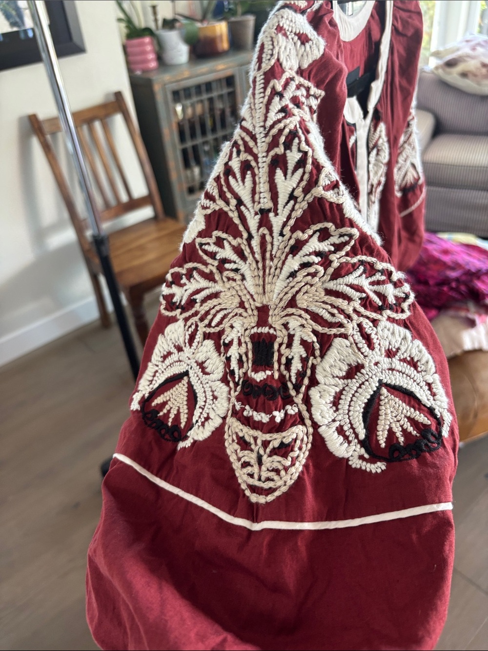 Anthropologie Embroidered Boho Maxi Dress Size M - Picture 3 of 11